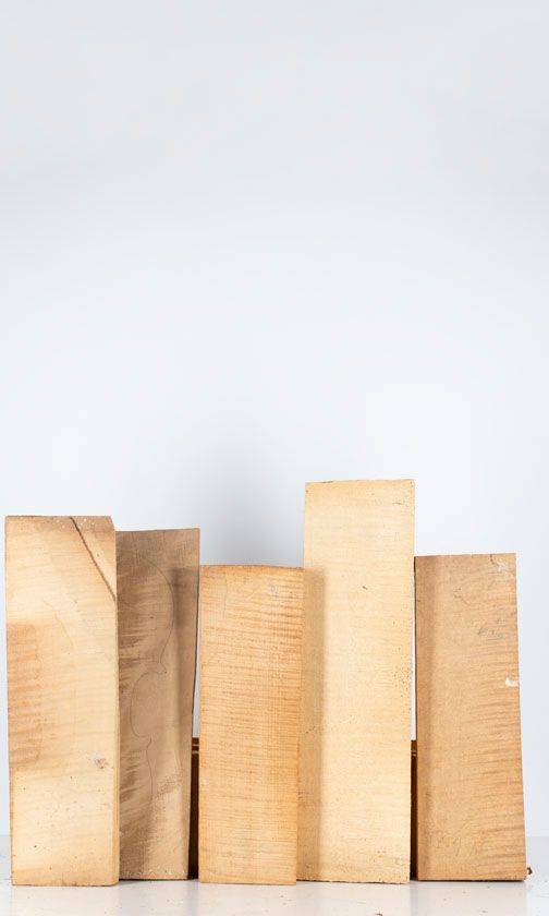 Five maple violin backs