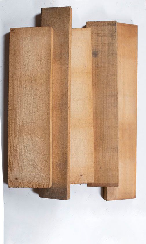 Five blocks of spruce