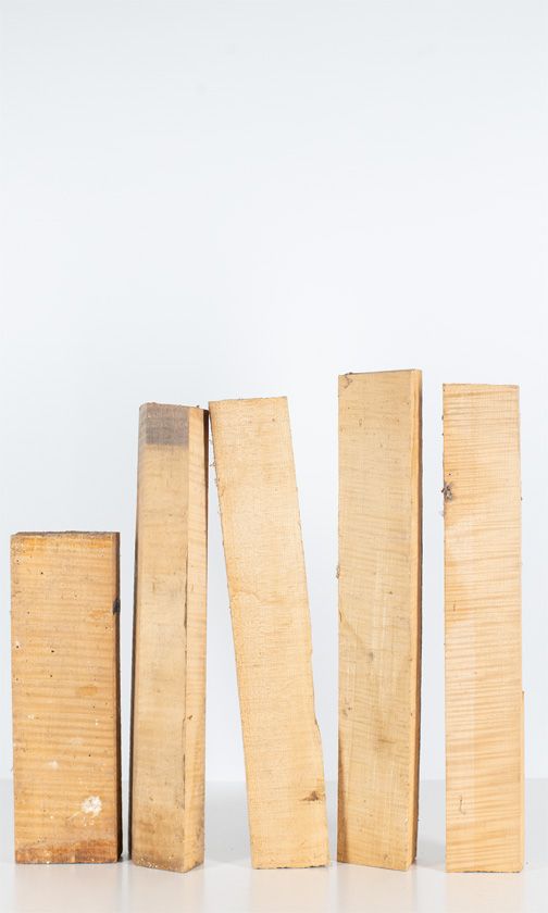 Five maple violin neck blanks