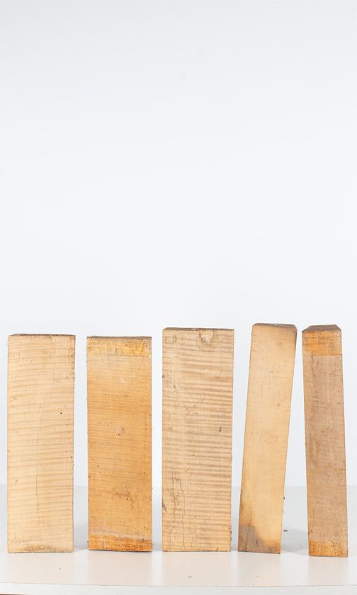 Five maple violin neck blanks