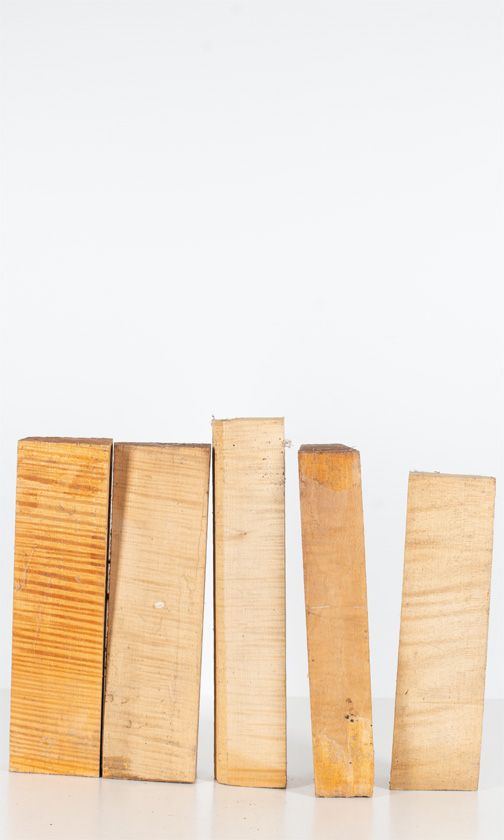 Five maple violin neck blanks