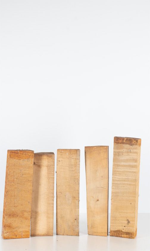 Five maple violin neck blanks
