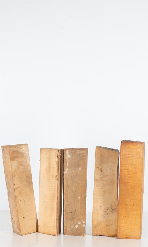 Five maple violin neck blanks