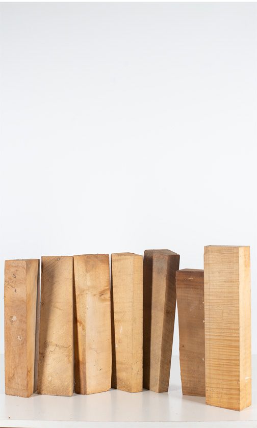 Seven maple violin neck blanks
