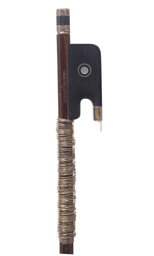 A silver-mounted viola bow