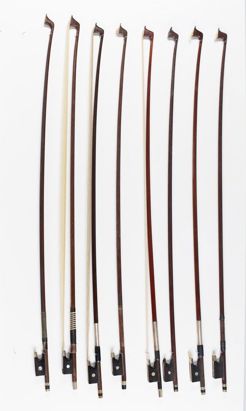 Eight violin bows