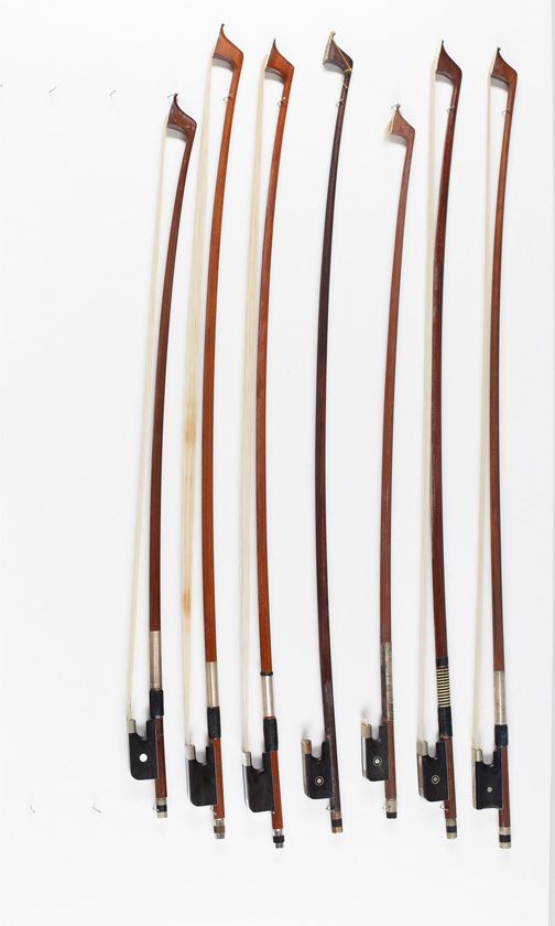 Five cello bows and two child's cello bows