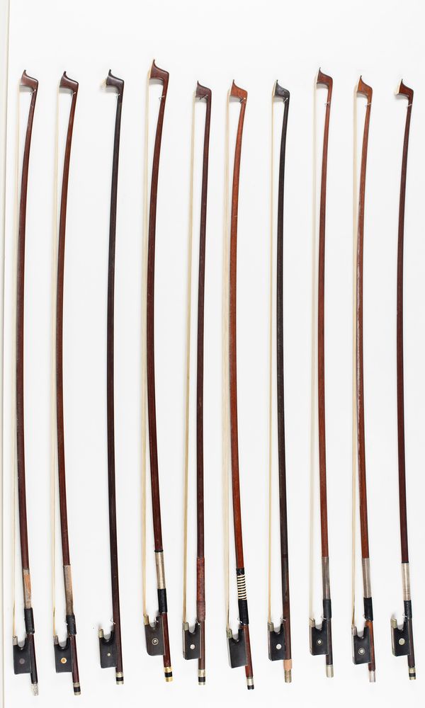 Ten violin bows
