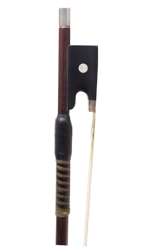 A silver-mounted violin bow by W. E. Hill & Sons, England