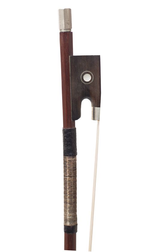 A nickel-mounted child's violin bow, Workshop of Morizot, France