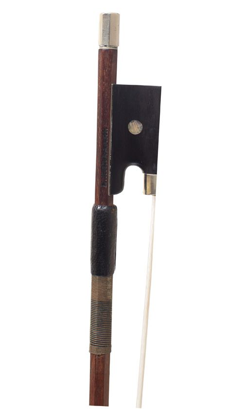 A nickel-mounted violin bow, Workshop of Emil Herrmann, Germany