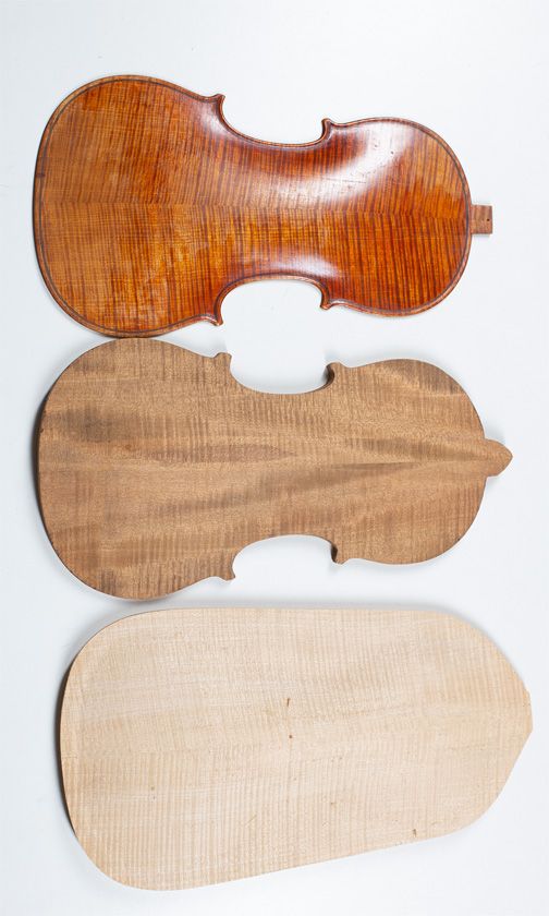 Four maple violin backs