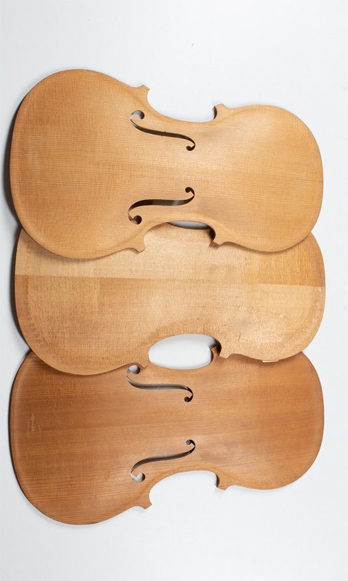 Five spruce violin tables