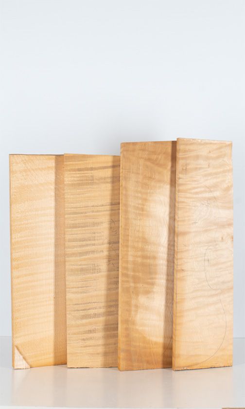 Five maple violin backs