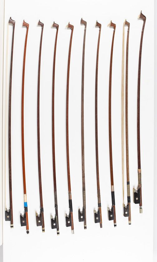 Twenty violin bows