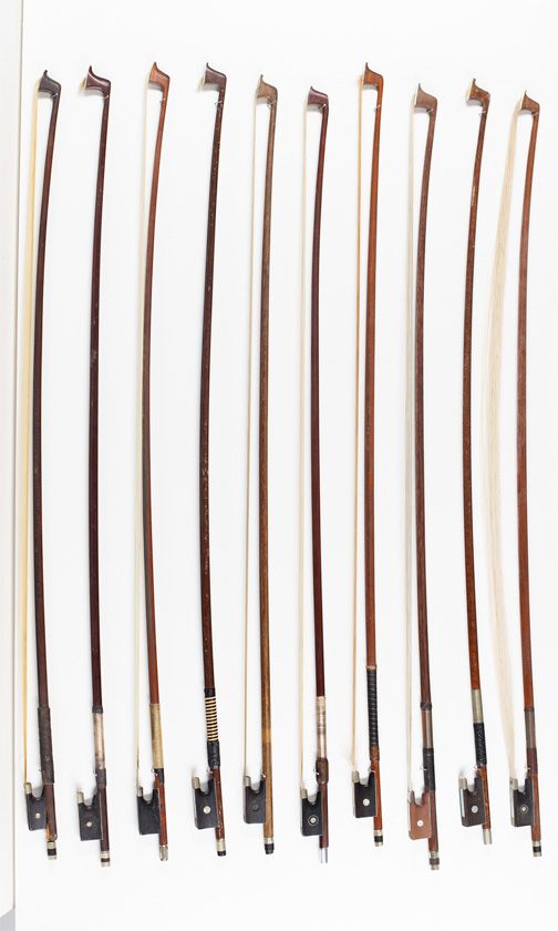 Twenty violin bows