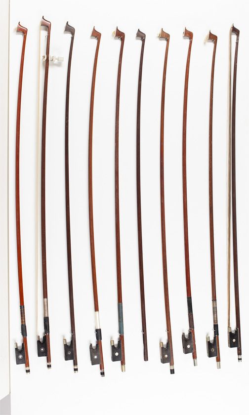 Twenty violin bows