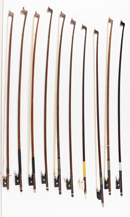 Twenty violin bows