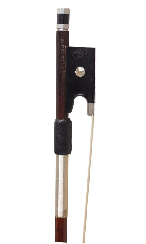 A silver-mounted violin bow, Workshop of H. R. Pfretzschner, Germany