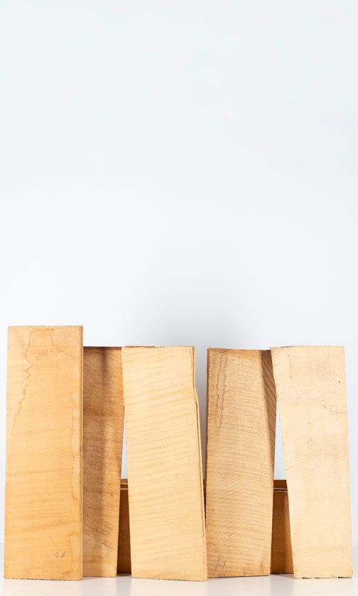 Five maple violin backs