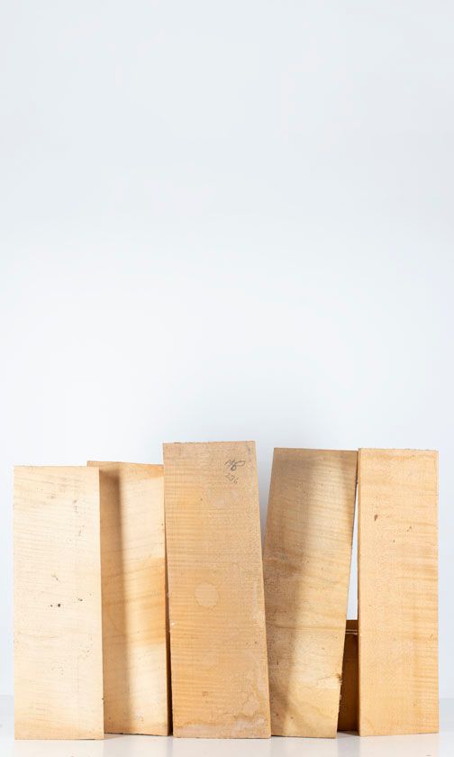 Five maple violin backs
