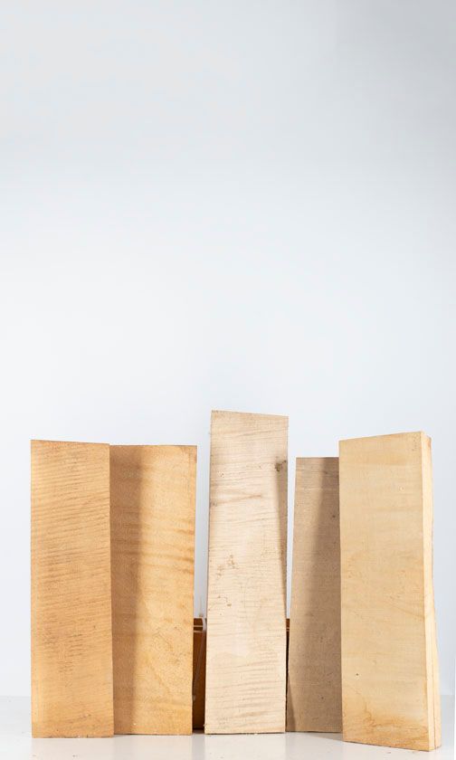 Five maple violin backs