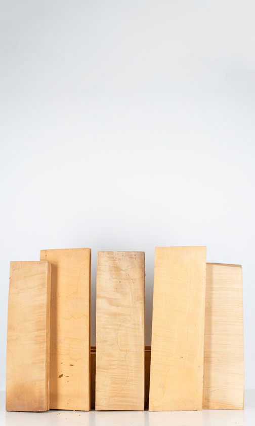 Five maple violin backs