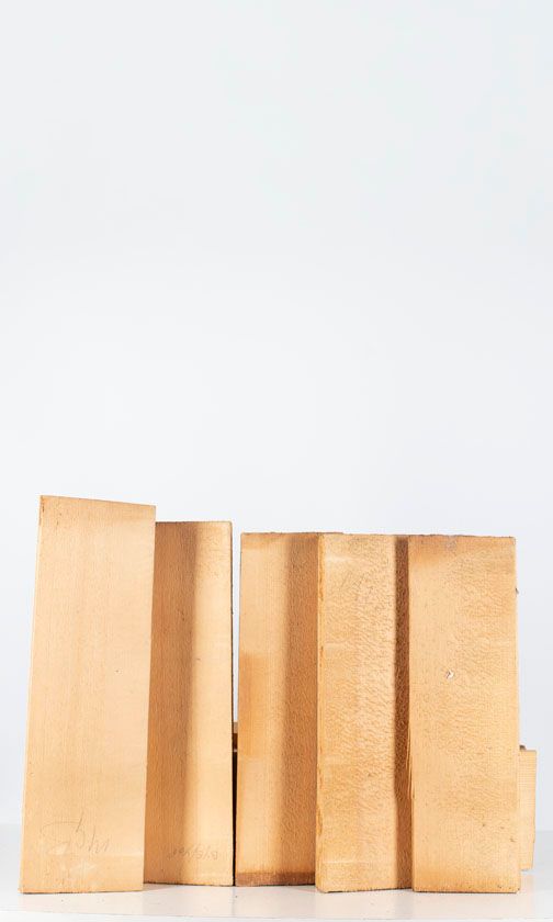 Five spruce violin tables