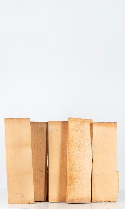 Five spruce violin tables