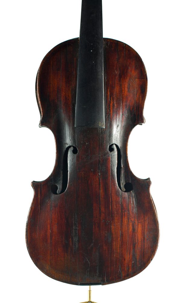 A violin, labelled Andreas Guarnerius