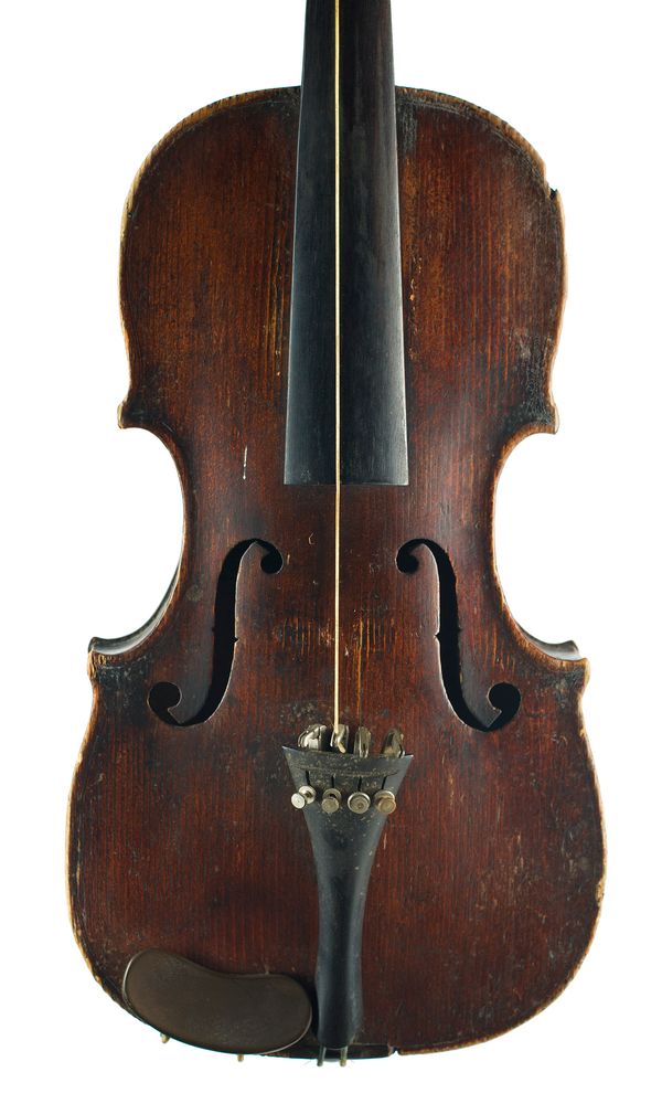 A violin, labelled Copie de Spiritus Sursano