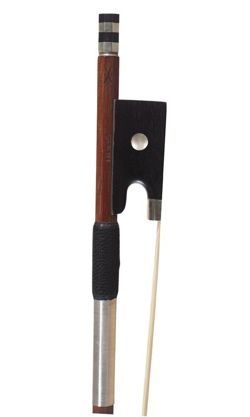 A nickel-mounted violin bow, Workshop of Hoyer