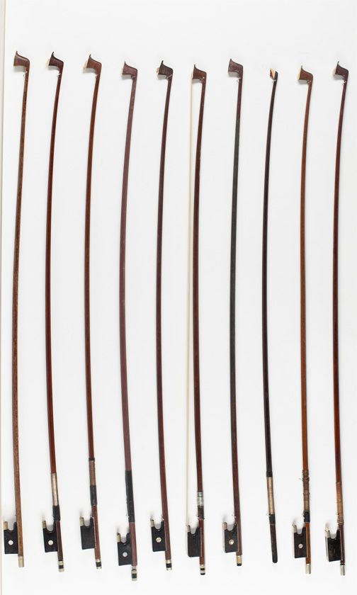 Ten violin bows
