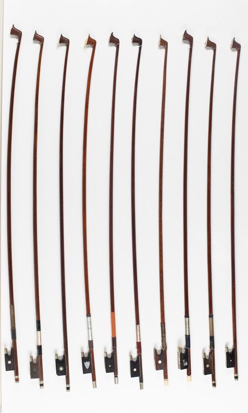 Ten violin bows