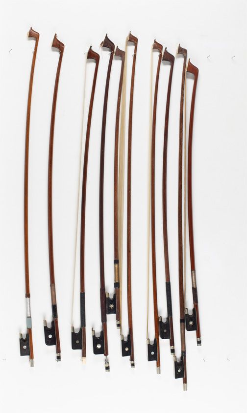 Five child's violin bows and five child's cello bows