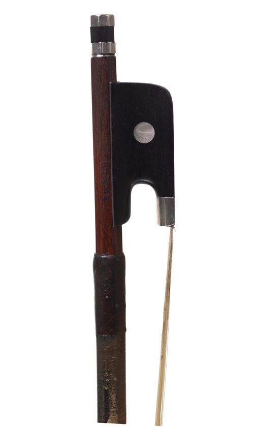 A silver-mounted cello bow by E. W. Zöphel, Germany