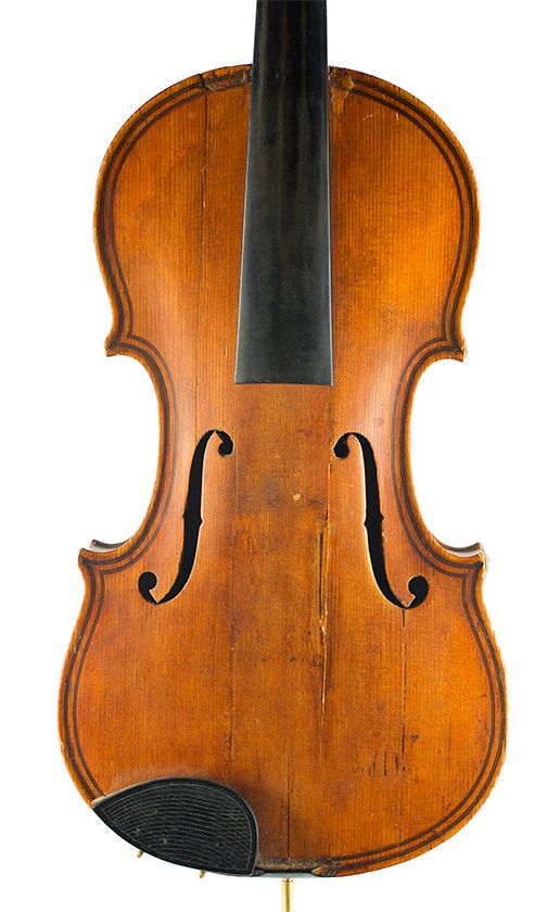 A violin labelled Giovan Paolo Maggini