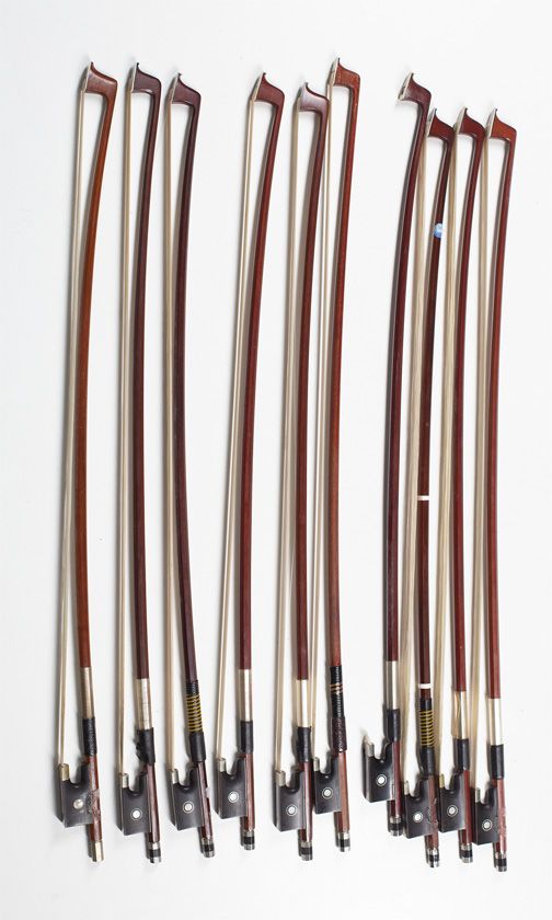 Ten 1/4 size violin bows