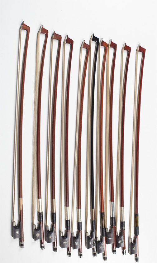 Ten 1/4 size violin bows