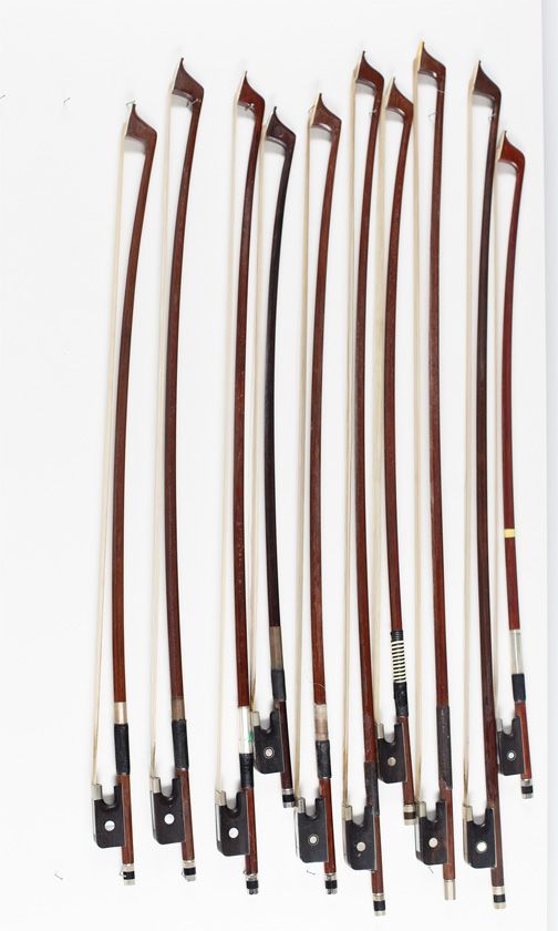 Ten child's cello bows