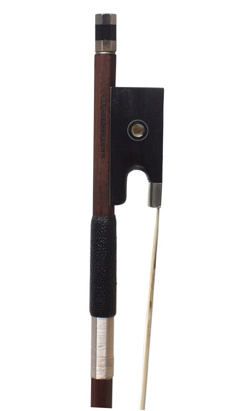 A nickel-mounted violin bow