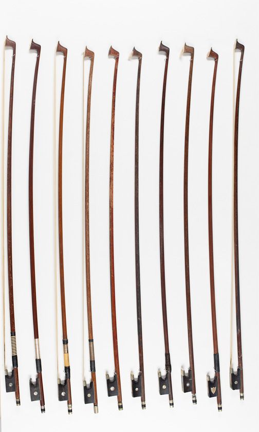 Ten violin bows