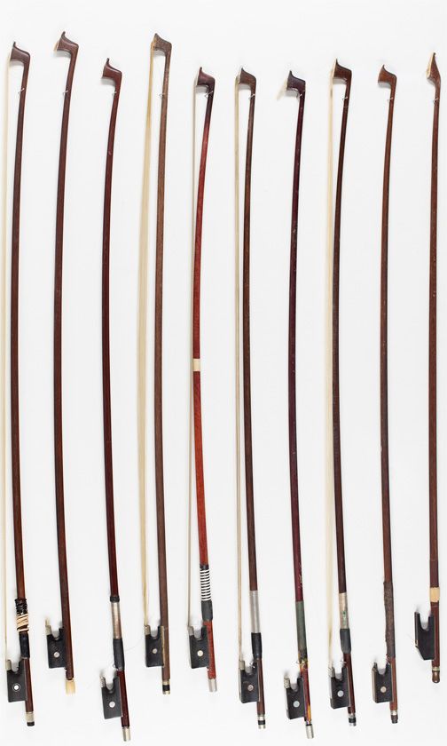 Ten violin bows