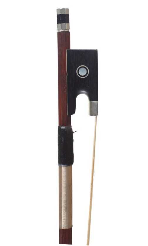 A nickel-mounted child's violin bow