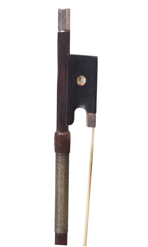 A silver-mounted violin bow, Workshop of H. R. Pfretzschner, Germany