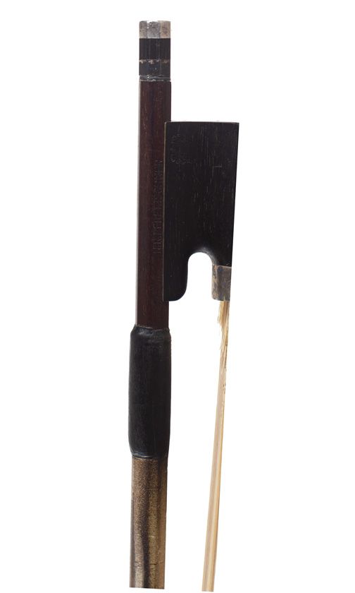 A silver-mounted violin bow, Workshop of H. C. Pfretzschner, Germany