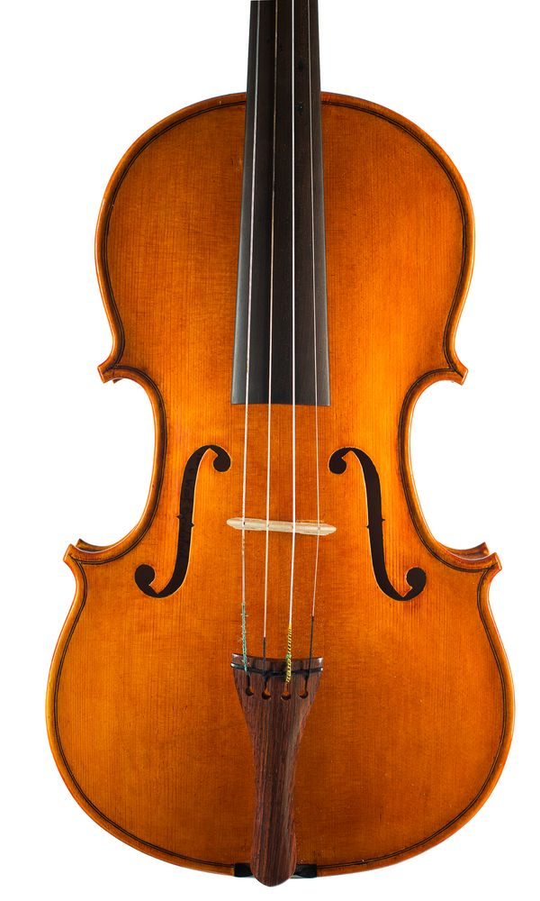 A viola, inscribed Margaret Brindley