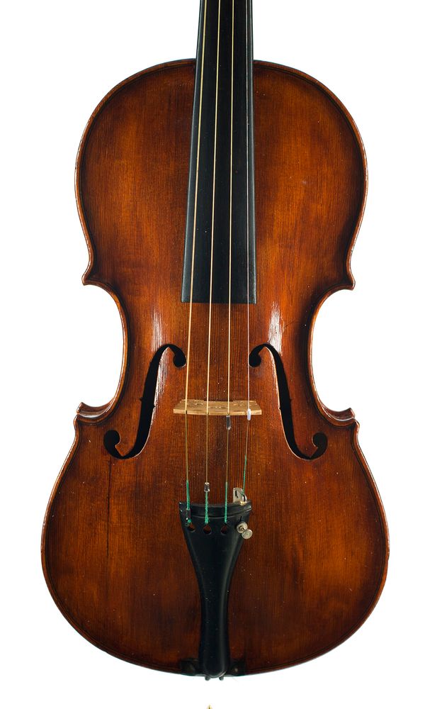 A violin, branded O L Fraser