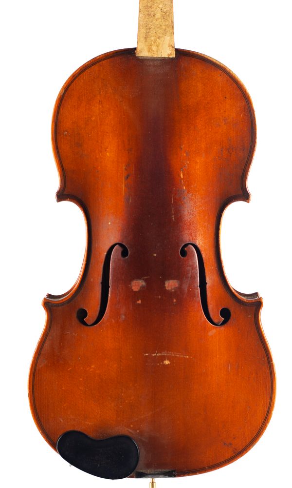 A violin, labelled Charles Bailly