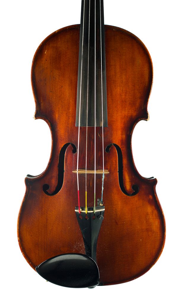 A viola, labelled with manuscript repairers' label
